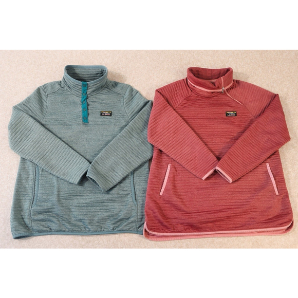 L.L. Bean Tops - LL Bean Womens Large Pullover Lot 2 Quarter Zip Fleece Outdoor Pink Blue